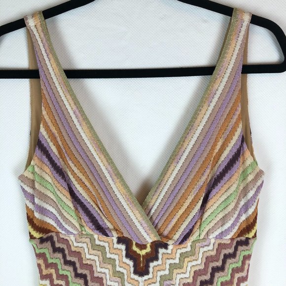 Missoni Orange Label V-Neck Zigzag Knit Dress - Picture 13 of 15